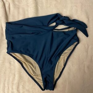 Dark Teal Blue Nani Bikini Swimwear Bottom with Twist Tie Waist